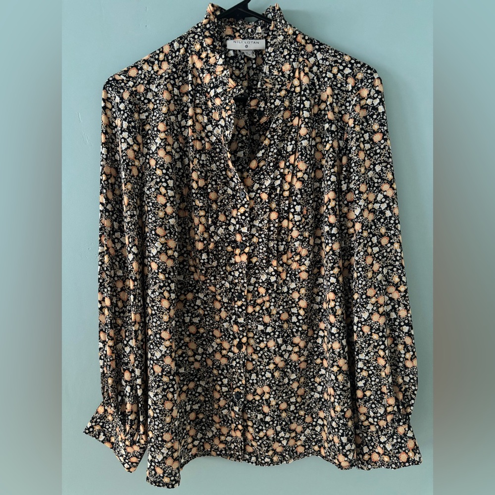 Nili Lotan Target Liberty Floral Blouse Button Front Shirt Top Long Sleeve XL - Picture 3 of 5
